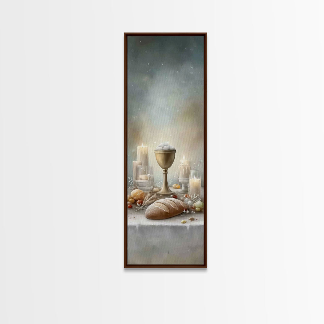 Holy Communion Light – Framed Canvas Print – Narrow Art – Christian Christmas Art – Christian Wall Art – Framed Christmas Art – Christian A