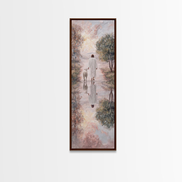 Meadow Of Peace – Framed Canvas Print – Christian Wall Art – Jesus Painting – Christian Art Canvas – Tall Narrow Wall Art – Christmas Art