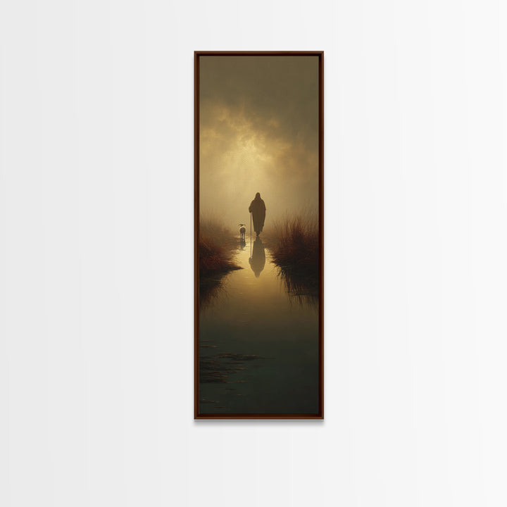 Golden Path Light – Framed Canvas Print – Christian Art Canvas – Christian Painting – Skinny Art – Christian Christmas Art – Jesus Painting