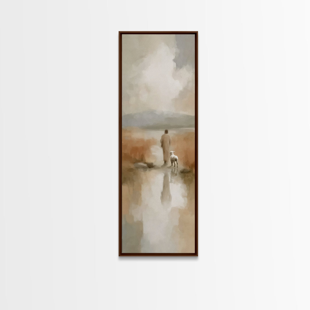 Quiet Dawn Grace – Framed Canvas Print – Christian Wall Art – Christian Art Print – Narrow Art – Modern Christian Art – Christmas Art