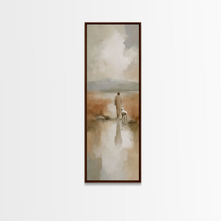 Quiet Dawn Grace – Framed Canvas Print – Christian Wall Art – Christian Art Print – Narrow Art – Modern Christian Art – Christmas Art