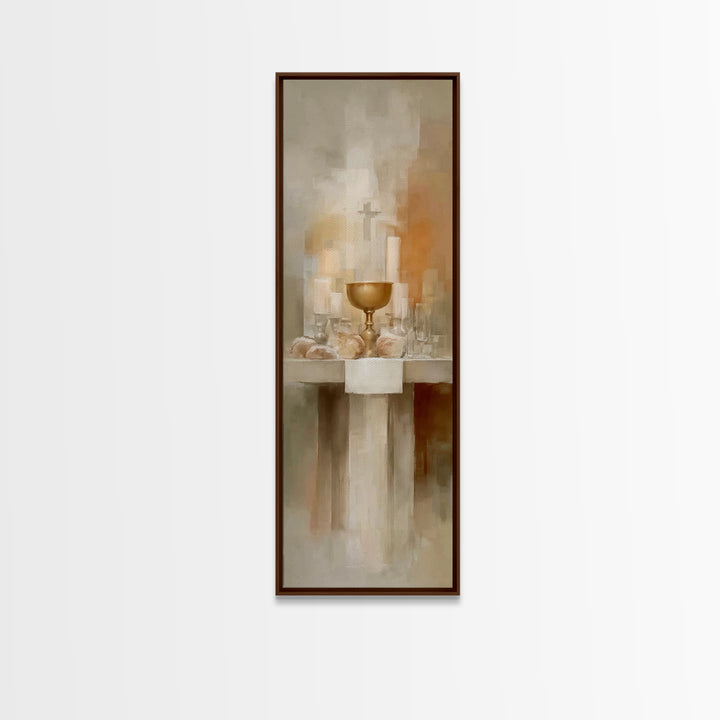 Sacred Offering | Framed Canvas Print | Tall Narrow Wall Art | Christian Wall Art | Vintage Christian Art | Christian Art Canvas | Christma