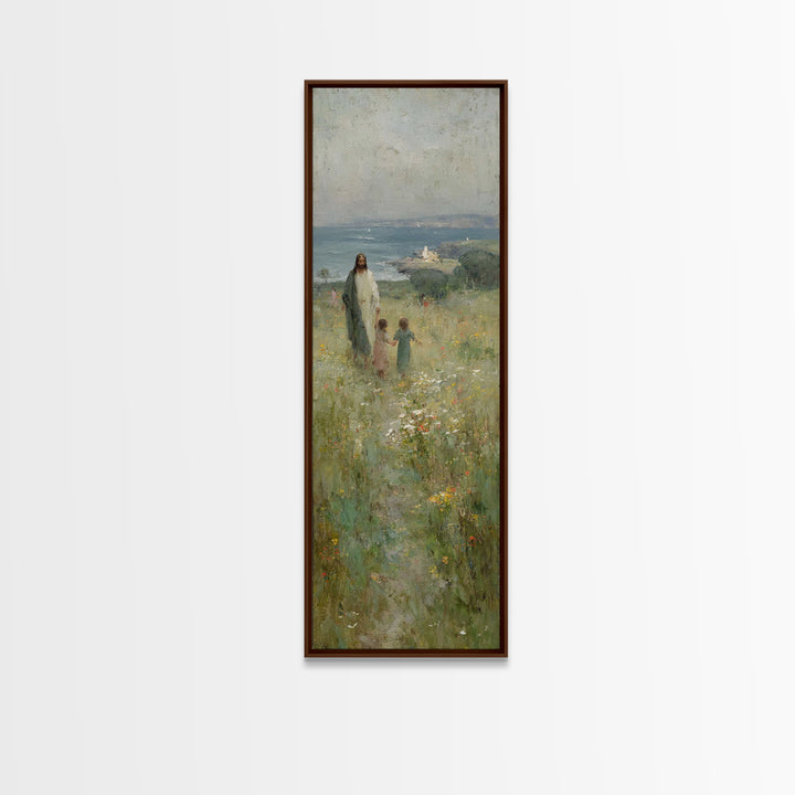 Fields Of Mercy | Framed Canvas Print | Christian Art Canvas | Tall Narrow Wall Art | Jesus Painting | Modern Christian Art | Christian Gif