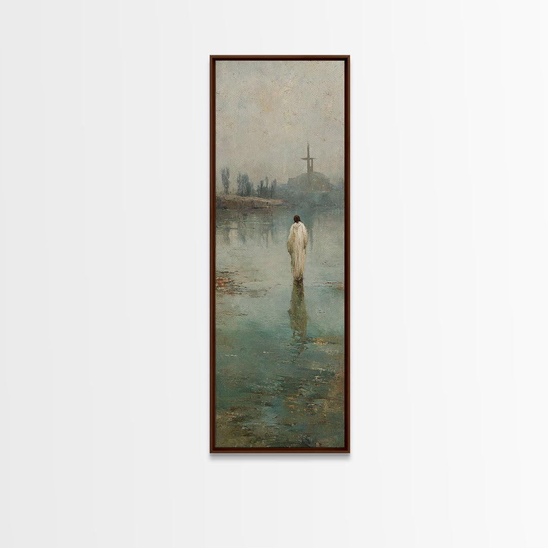 Sacred Stillness | Framed Canvas Print | Christian Wall Art | Narrow Art | Jesus Christmas Art | Subtle Christian Art | Christian Art Gift