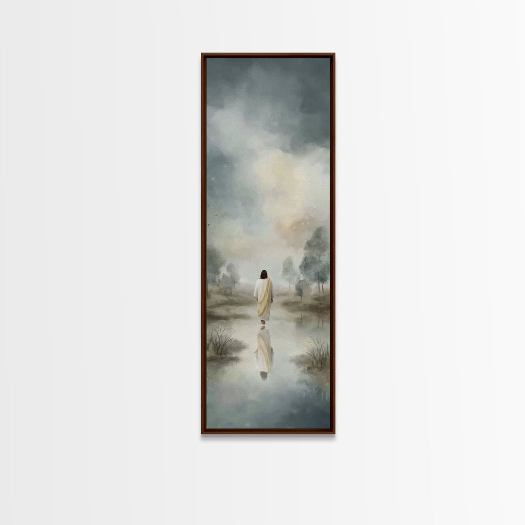 Desert Dawn Peace | Framed Canvas Print | Christian Art Gift | Tall Skinny Art Print | Jesus Wall Art | Christian Art Painting | Christmas