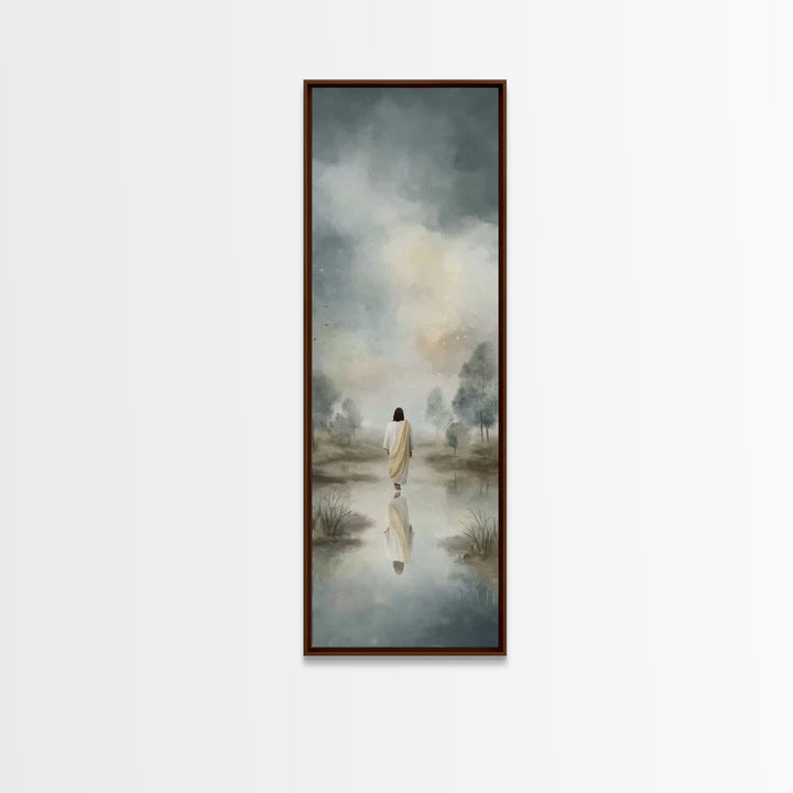 Desert Dawn Peace | Framed Canvas Print | Christian Art Gift | Tall Skinny Art Print | Jesus Wall Art | Christian Art Painting | Christmas