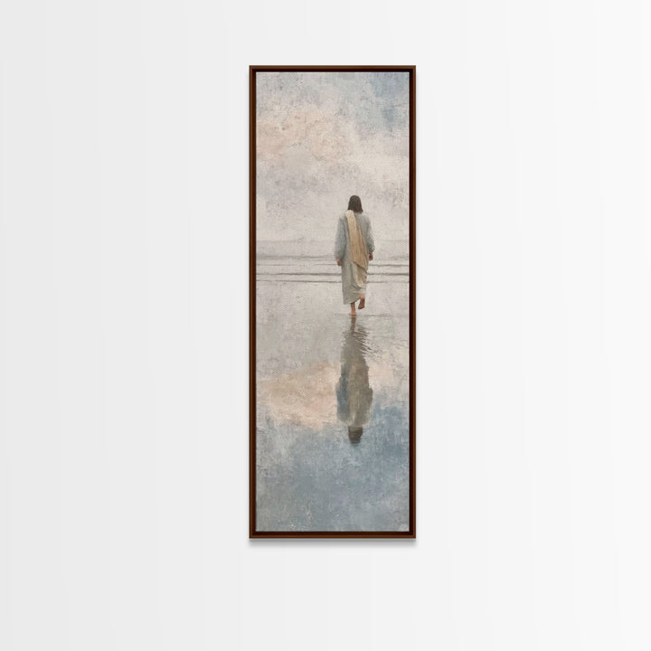 Shore Of Stillness, Framed Canvas Print, Christian Paintings, Skinny Art, Jesus Art Print, Modern Christian Art, Christian Christmas Decor,