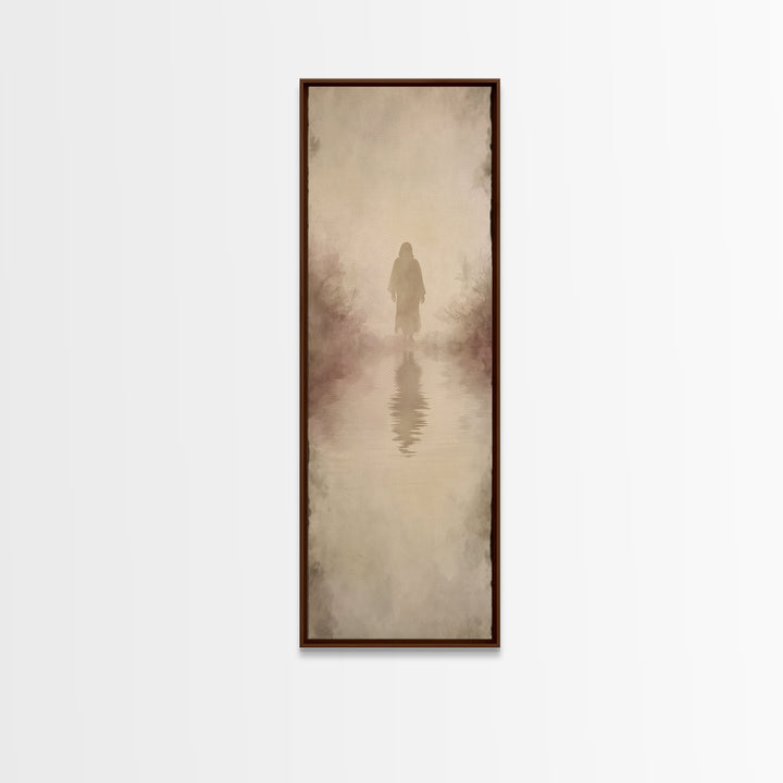 Radiant Peace Walk, Framed Canvas Print, Christian Wall Art, Tall Skinny Art Print, Jesus Painting, Christian Art Painting, Christmas Canva