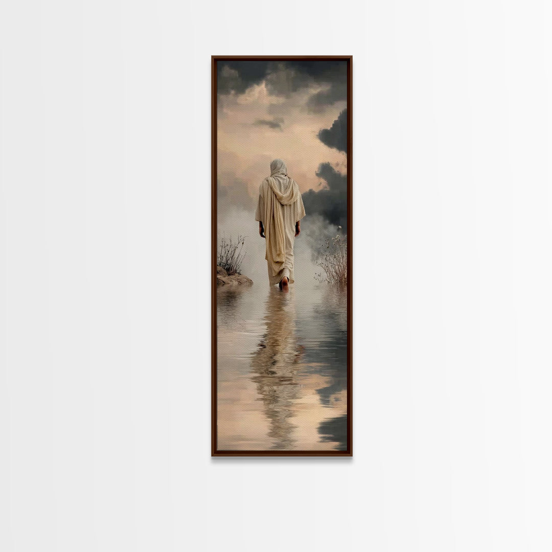 Twilight Hope Path | Framed Canvas Print | Christian Wall Art | Tall Narrow Wall Art | Jesus Painting | Christian Art Gift | Christmas Art