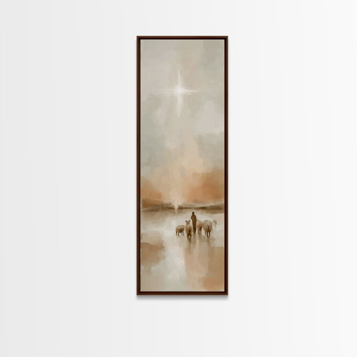 Silent Star Journey – Framed Canvas Print – Tall Narrow Wall Art – Christian Art Canvas – Christmas Art – Christian Wall Art