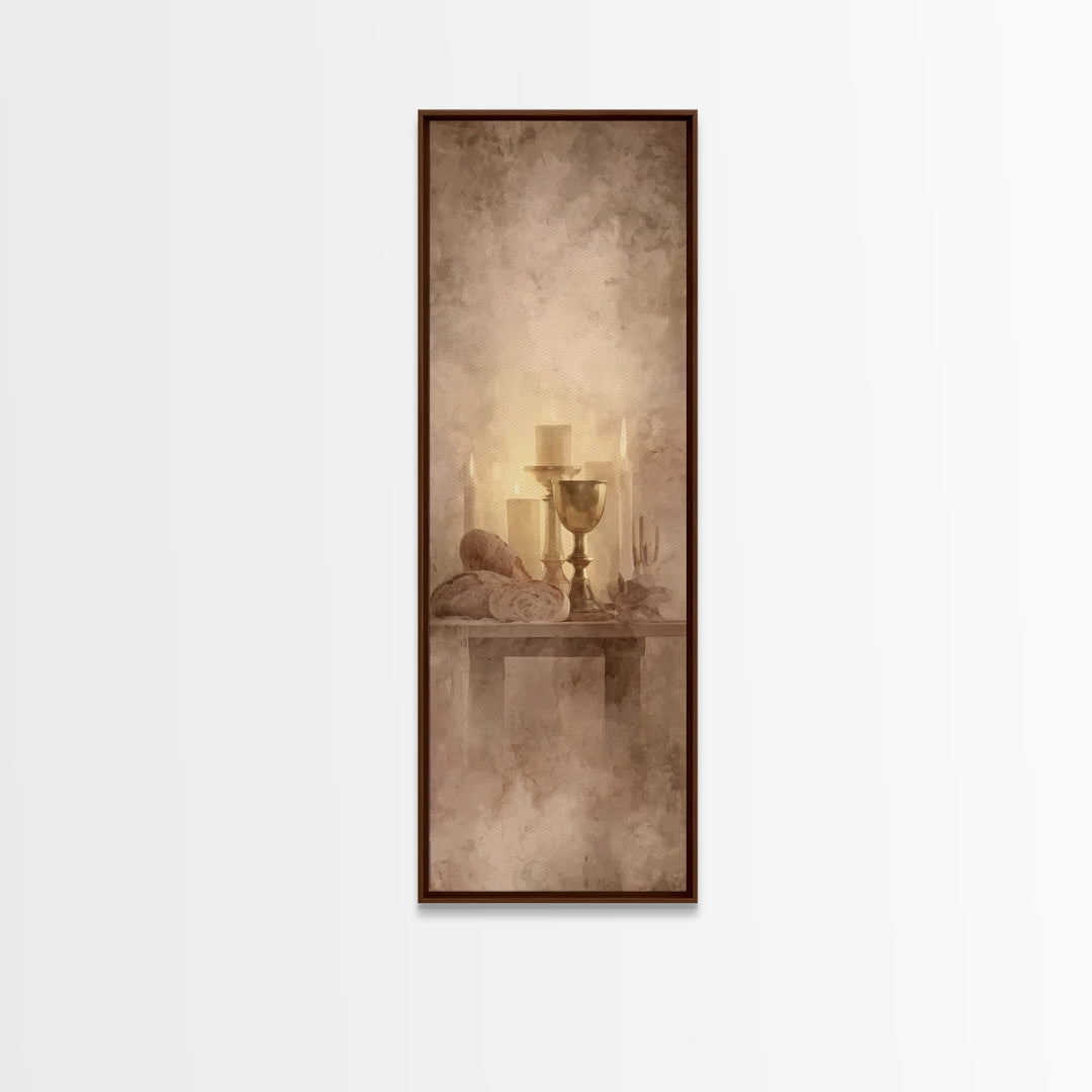 Candlelit Blessing, Framed Canvas Print, Tall Narrow Wall Art, Christian Art Canvas, Christian Wall Art, Subtle Christian Art, Christmas Ar