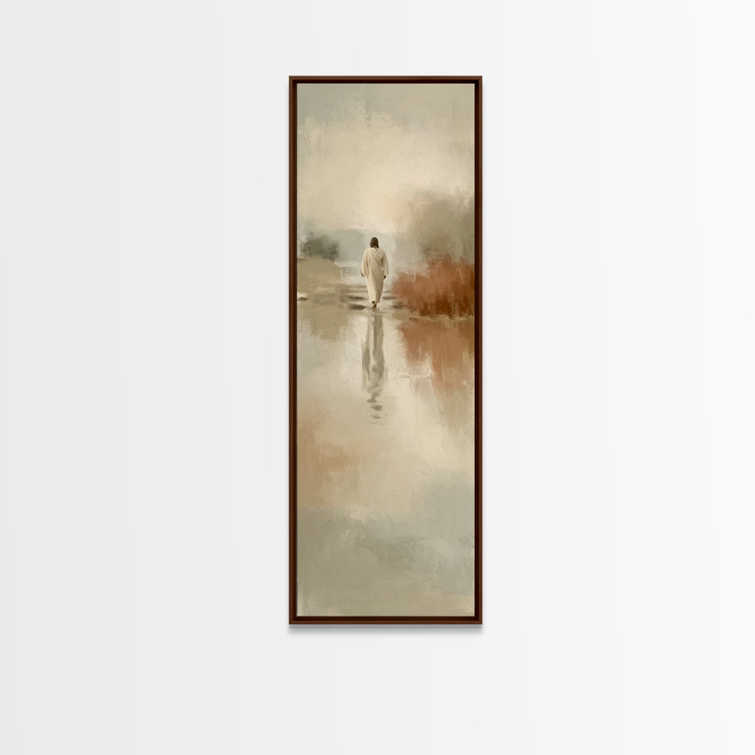 Eternal Dawn Steps – Framed Canvas Print – Christian Wall Art – Tall Skinny Art Print – Jesus Painting – Christian Christmas Art – Framed C