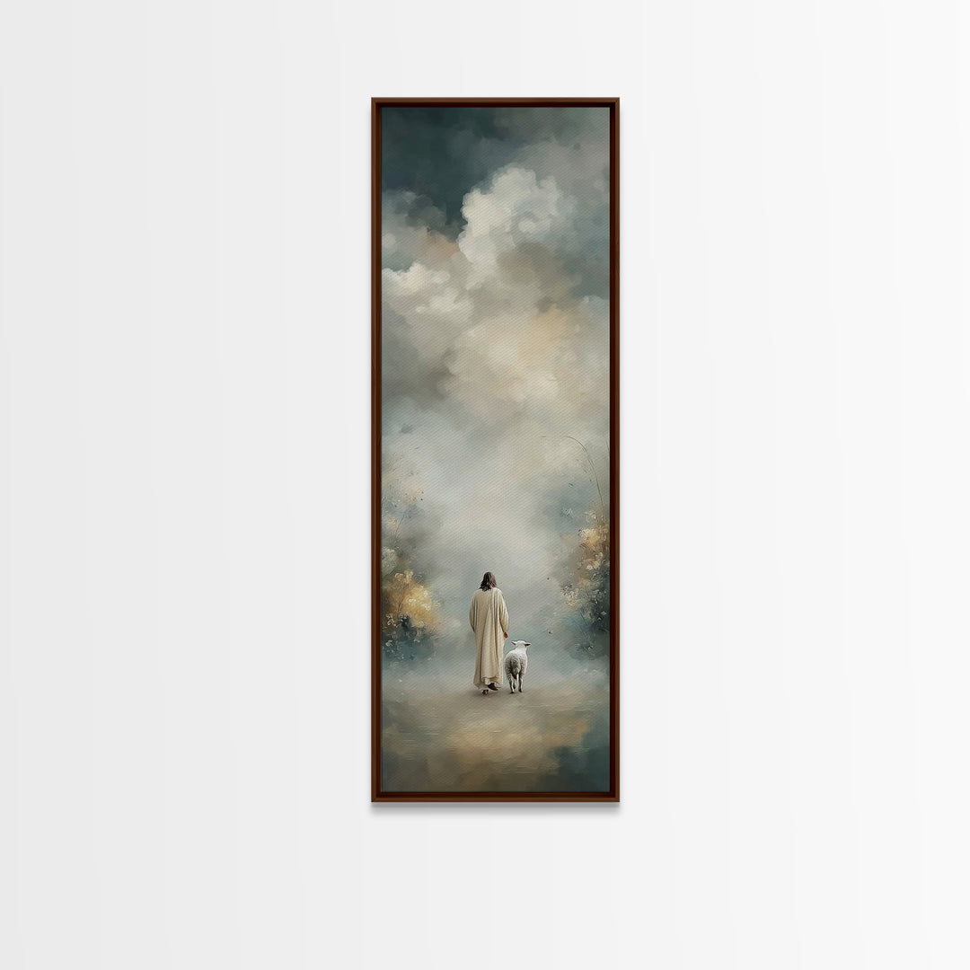Fields Of Peace, Framed Canvas Print, Tall Narrow Wall Art, Christian Art, Jesus Painting, Christian Art Canvas, Christmas Art