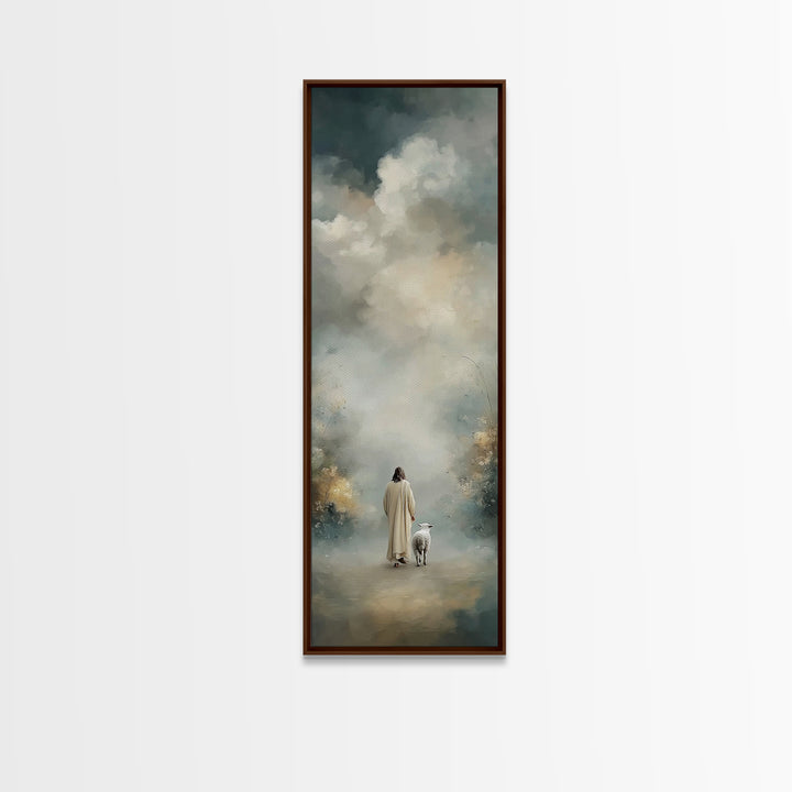 Fields Of Peace, Framed Canvas Print, Tall Narrow Wall Art, Christian Art, Jesus Painting, Christian Art Canvas, Christmas Art