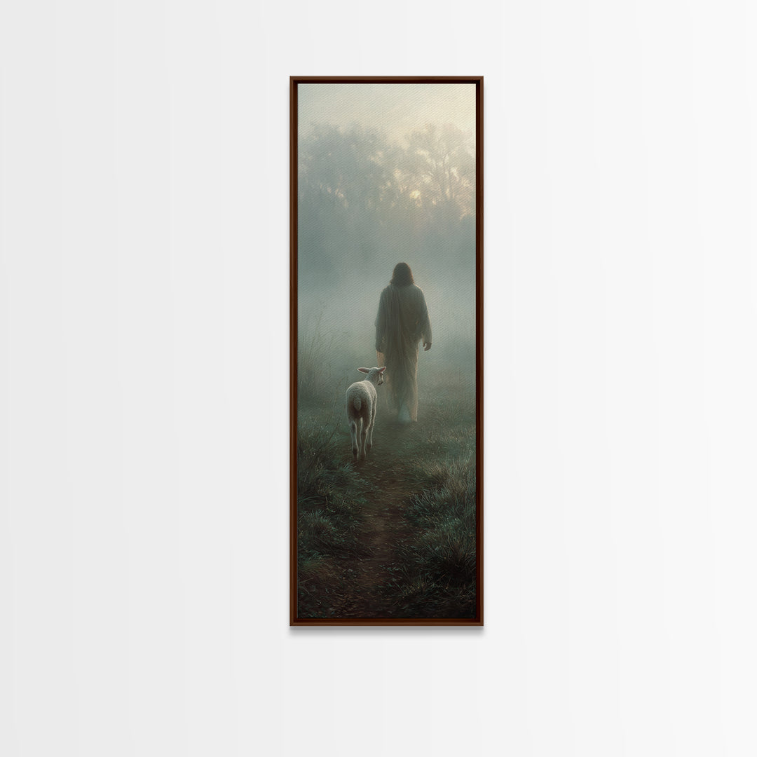 Gentle Way Home – Framed Canvas Print – Narrow Art – Christian Wall Art – Jesus Painting – Christian Art Canvas – Christmas Art