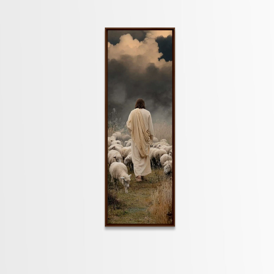 Field Of Gentle Mercy – Framed Canvas Print – Tall Narrow Wall Art – Jesus Painting – Christian Art Canvas – Christian Wall Art – Christmas