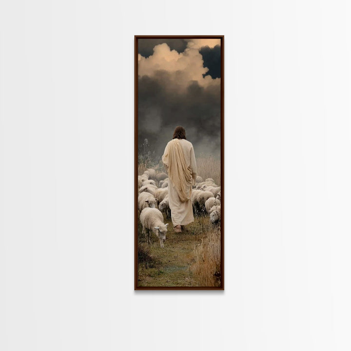 Field Of Gentle Mercy – Framed Canvas Print – Tall Narrow Wall Art – Jesus Painting – Christian Art Canvas – Christian Wall Art – Christmas