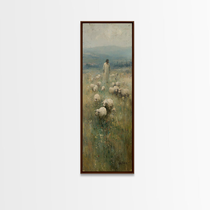 Golden Meadow Grace – Framed Canvas Print – Skinny Art – Christian Art Canvas – Jesus Painting – Christian Wall Art – Christmas Art