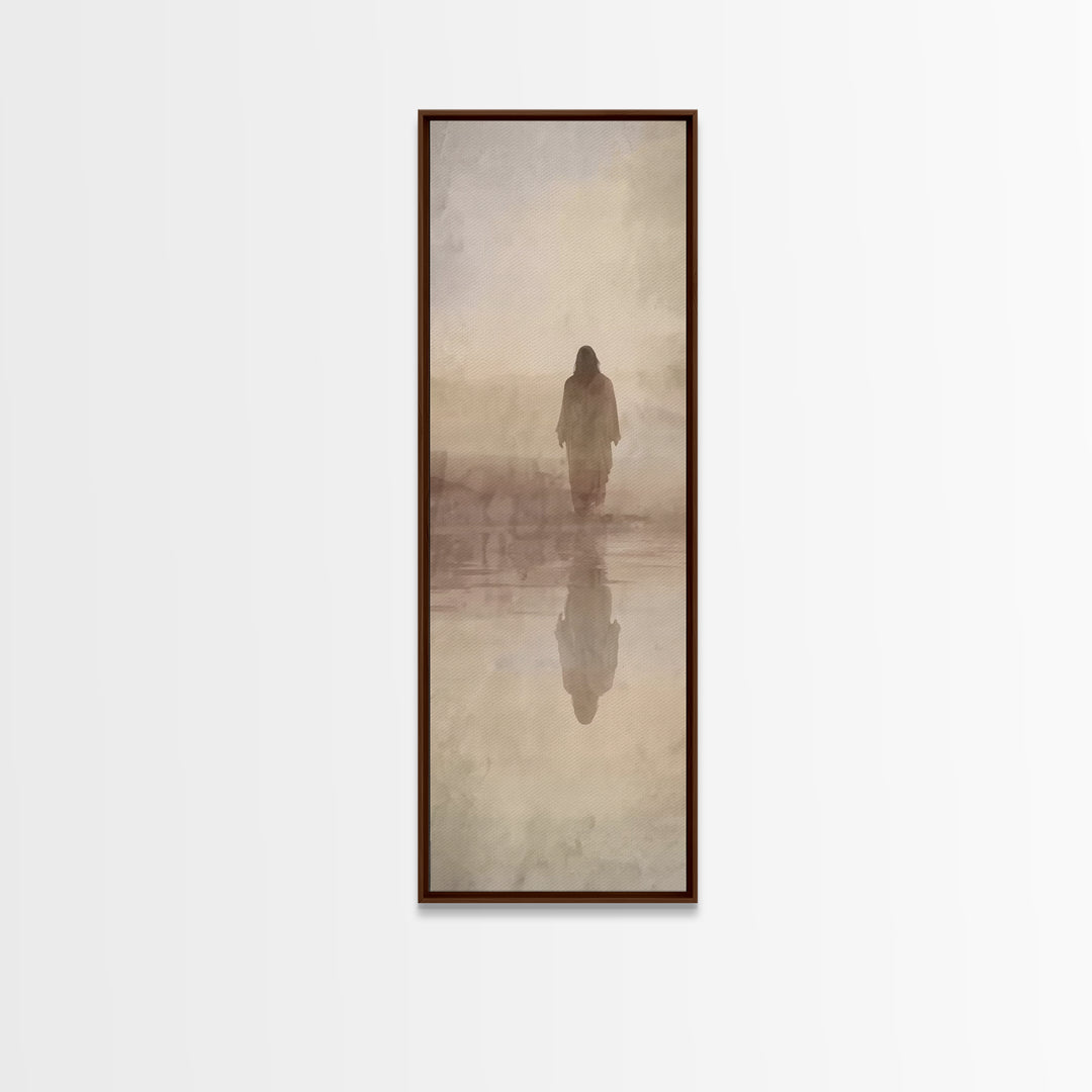 Pastures Of Renewal, Framed Canvas Print, Tall Narrow Wall Art, Christian Art Canvas, Christian Wall Art, Jesus Painting, Christmas Art