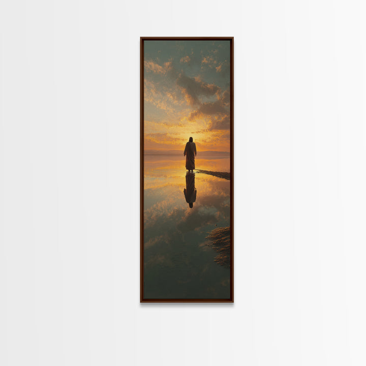 Sunset Of Promise – Framed Canvas Print – Tall Skinny Art Print – Christian Art Canvas – Jesus Painting – Christian Wall Art – Christmas Ar