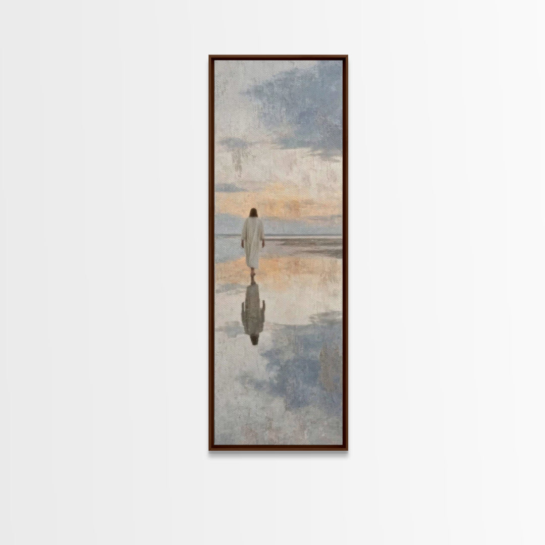 The Still Path – Framed Canvas Print – Tall Narrow Wall Art – Christian Wall Art – Jesus Painting – Christian Art Canvas – Christmas Art