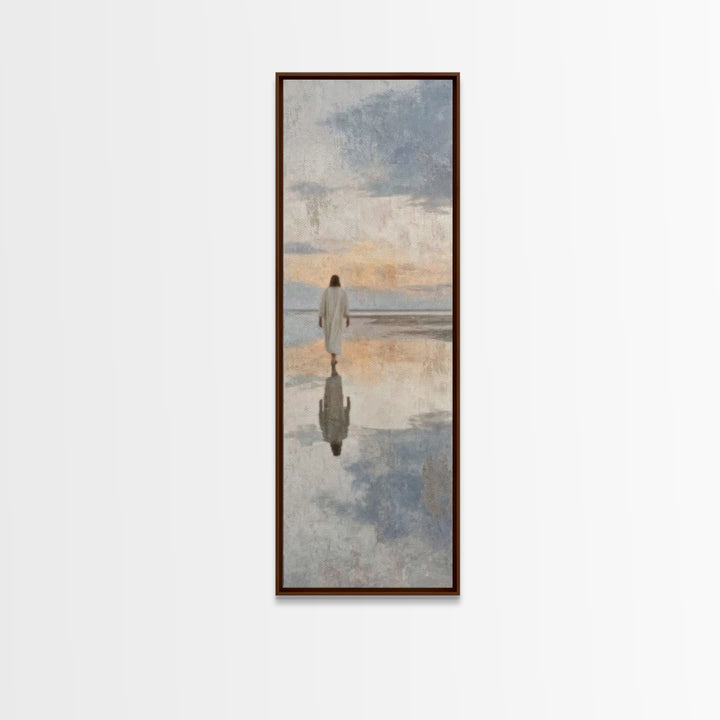 The Still Path – Framed Canvas Print – Tall Narrow Wall Art – Christian Wall Art – Jesus Painting – Christian Art Canvas – Christmas Art