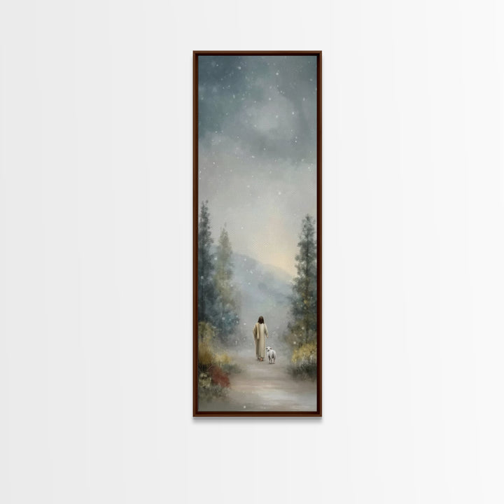 Gentle Shepherd – Framed Canvas Print – Narrow Art – Christian Art Canvas – Jesus Painting – Christian Wall Art – Christmas Art