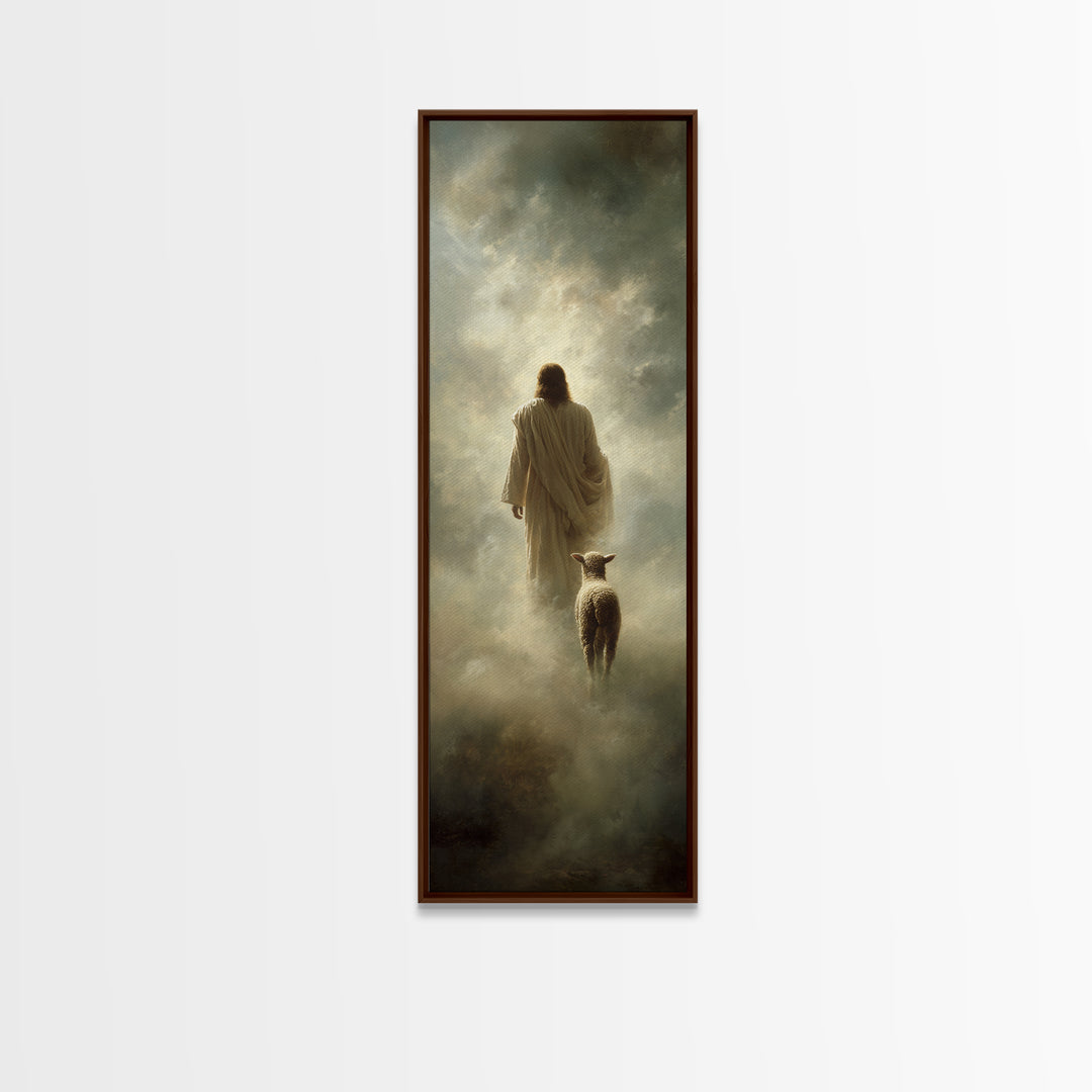Heaven’s Gentle Call – Framed Canvas Print – Tall Narrow Wall Art – Christian Wall Art – Jesus Painting – Christian Art Canvas – Christian