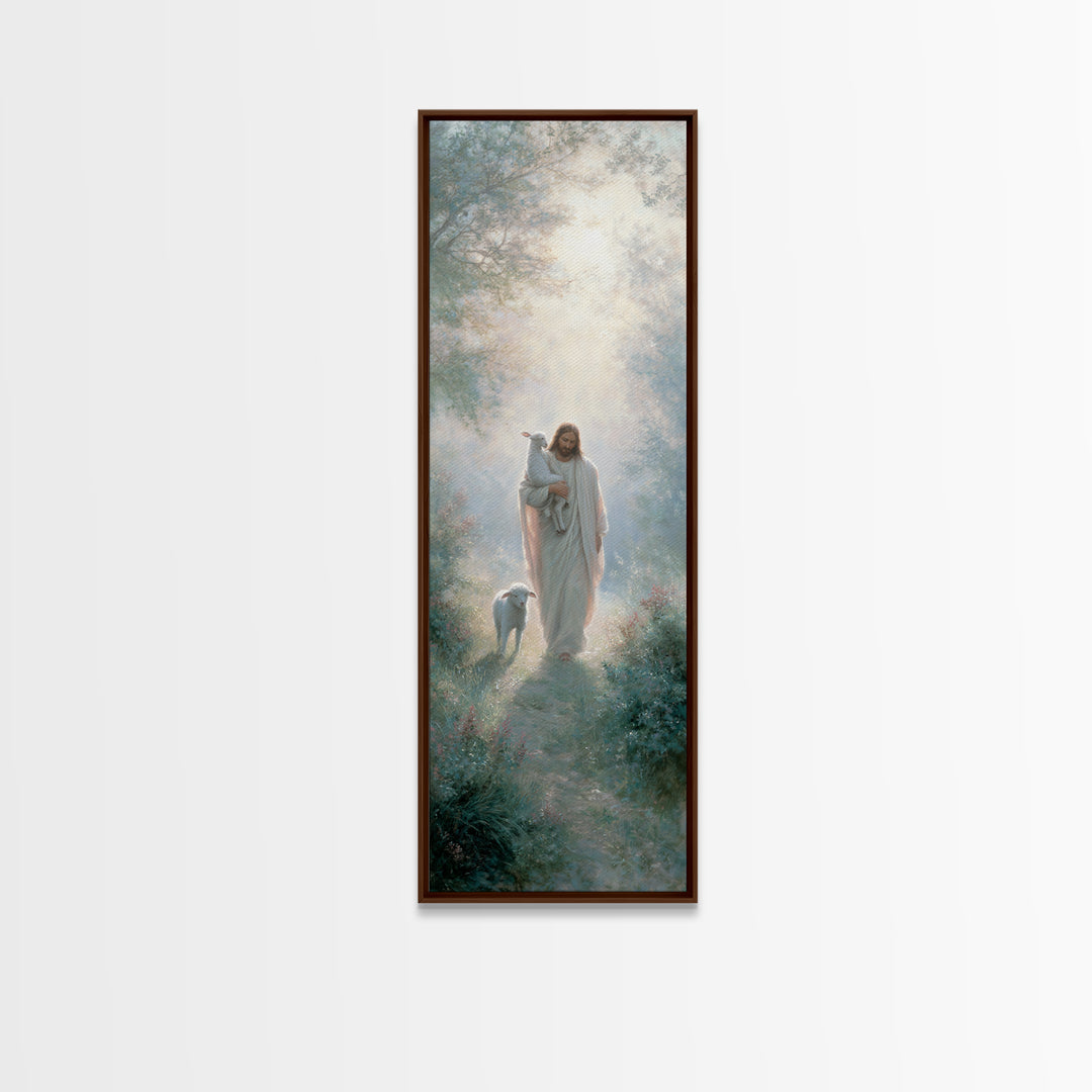 Path Of His Peace | Framed Canvas Print | Tall Narrow Wall Art | Christian Wall Art | Jesus Painting | Christian Art Canvas | Christian Gif