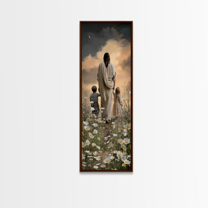 Garden Of His Care – Framed Canvas Print – Narrow Art – Christian Art Canvas – Jesus Painting – Christian Wall Art – Christian Art – Christ