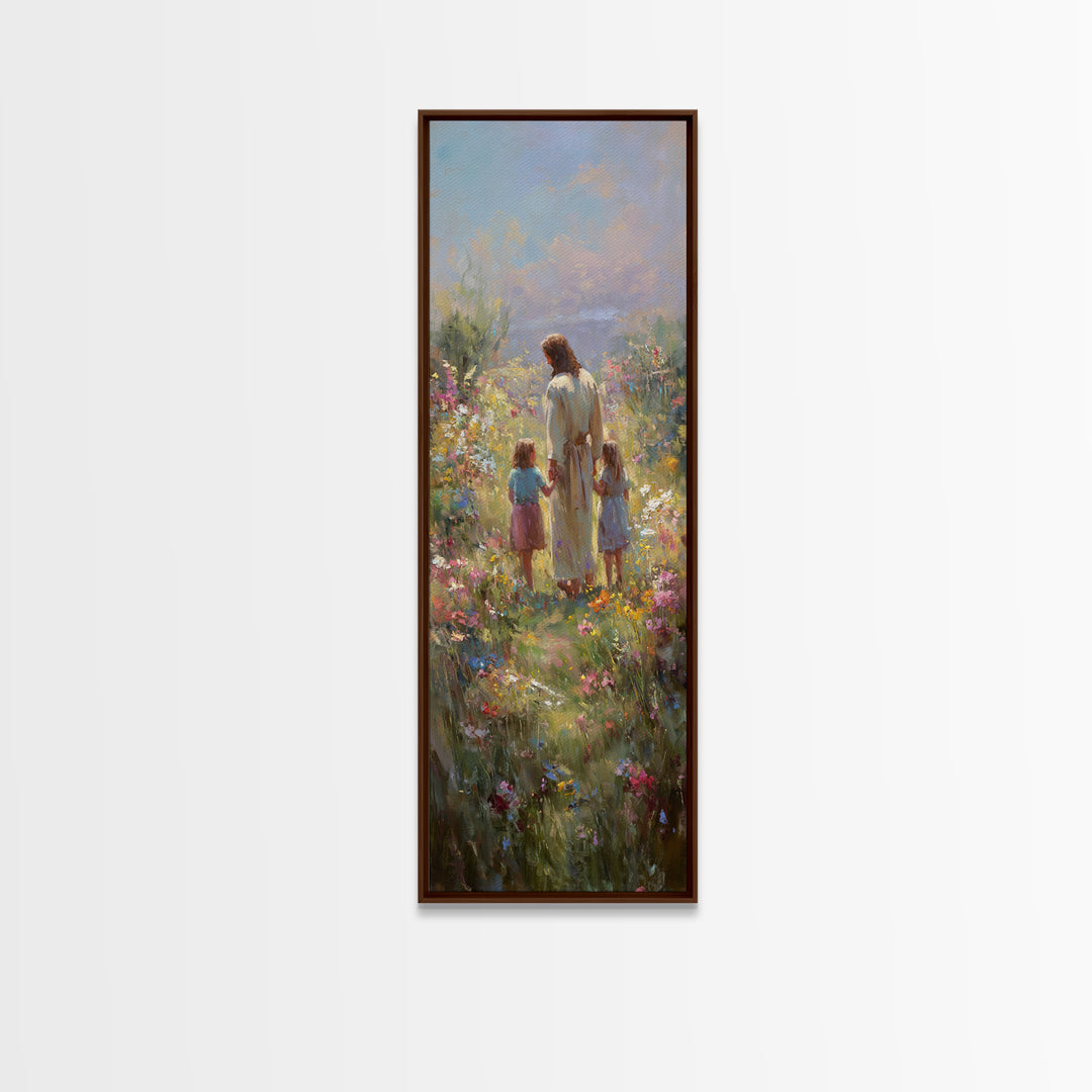 Sunlit Grace, Framed Canvas Print, Skinny Art, Christian Art Canvas, Jesus Painting, Christian Wall Art, Christian Art, Christian Gift Idea
