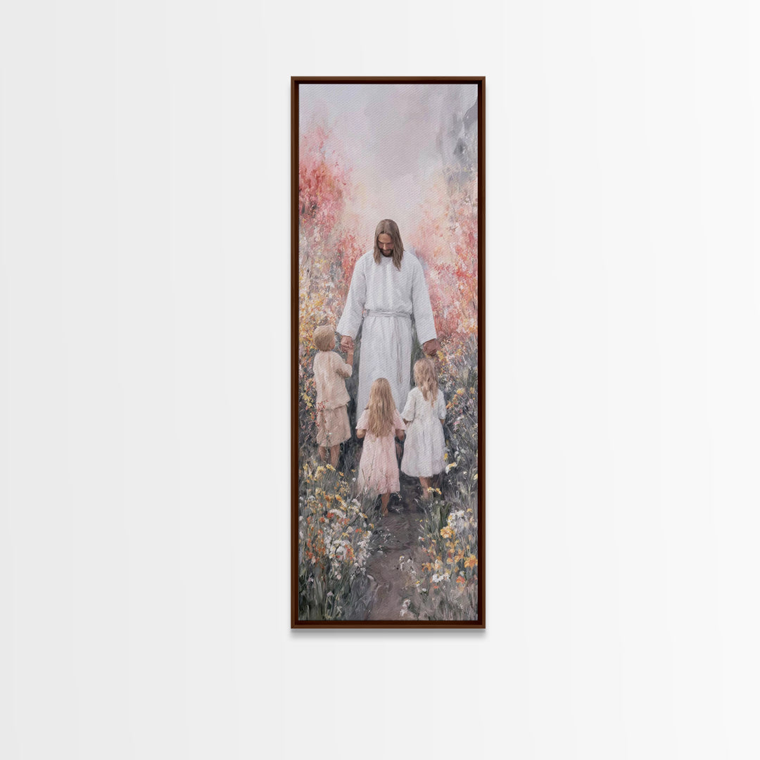 Garden Blessing Light - Framed Canvas Print - Narrow Art - Christian Art - Jesus Painting - Christian Canvas Art - Christian Gift Ideas
