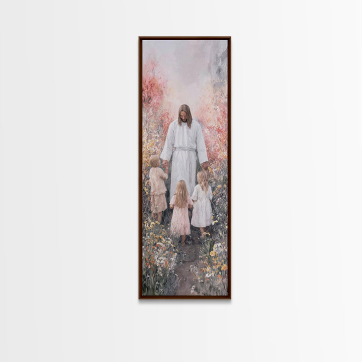 Garden Blessing Light - Framed Canvas Print - Narrow Art - Christian Art - Jesus Painting - Christian Canvas Art - Christian Gift Ideas