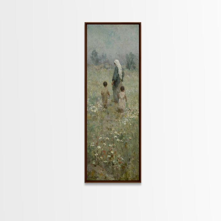 Blooming Paths Of Hope - Framed Canvas Print - Tall Skinny Art Print - Christian Art Canvas - Jesus Painting - Christian Wall Art