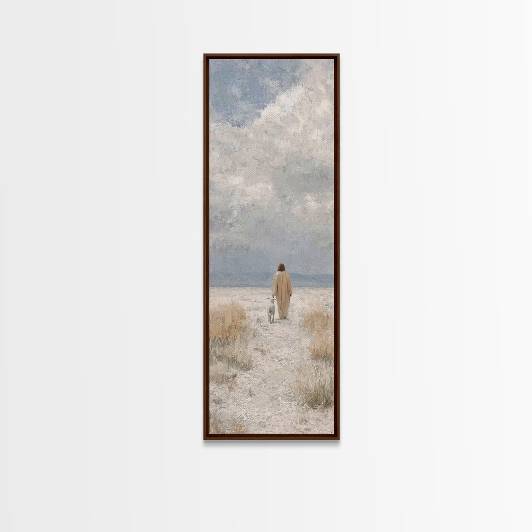 Quiet Shepherd Journey - Framed Canvas Print - Skinny Art - Christian Painting - Christian Art - Jesus Painting - Christian Decor