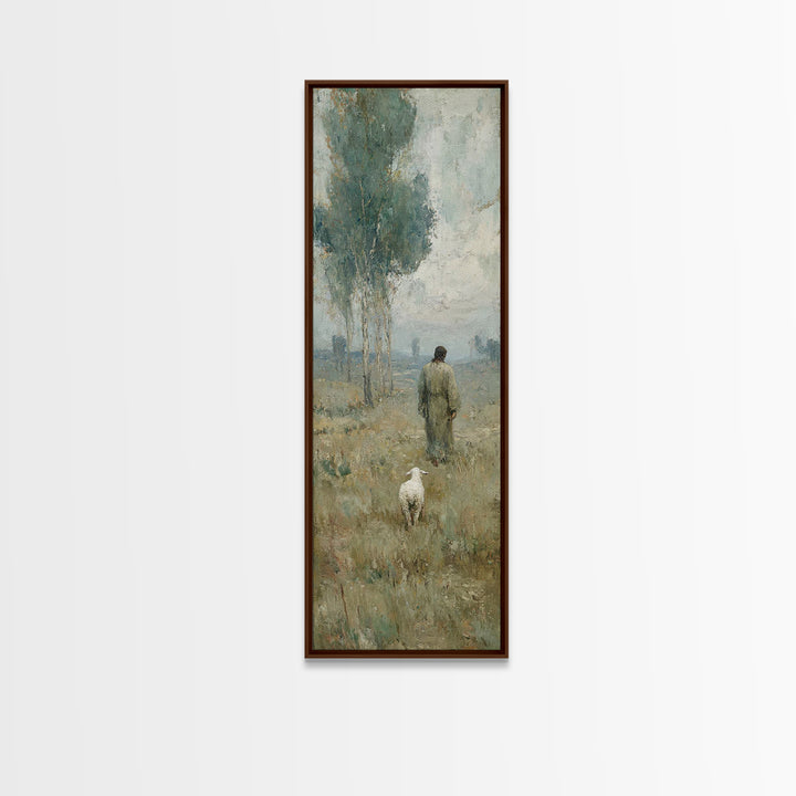 Horizon Of Gentle Peace - Framed Canvas Print - Tall Skinny Art Print - Christian Art - Christian Wall Art - Jesus Painting