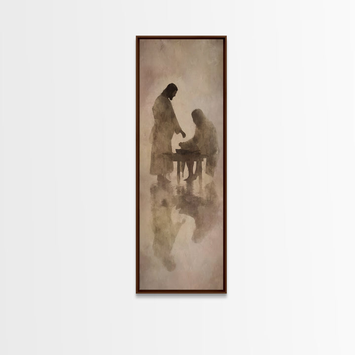 Servant Table Grace | Framed Canvas Print | Christian Art Canvas | Christian Wall Art | Jesus Painting | Christian Gift Ideas | Tall Skinny