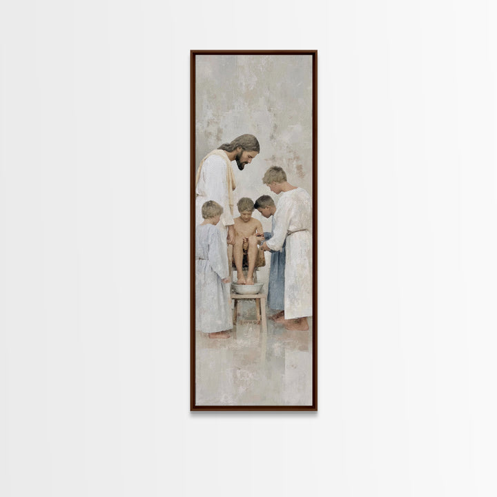Footsteps Of Love | Framed Canvas Print | Christian Art Canvas | Jesus Painting | Christian Wall Art | Christian Gift Ideas | Tall Skinny A