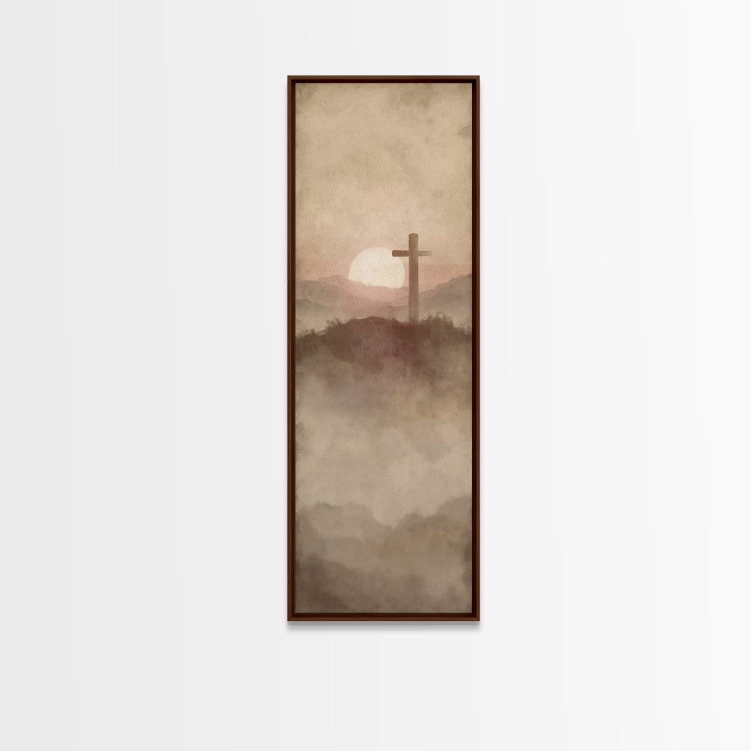 Silent Hill Cross | Framed Canvas Print | Tall Narrow Wall Art | Christian Art Canvas | Christian Wall Art | Subtle Christian Art | Christi
