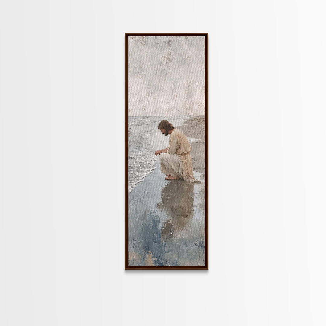 Dawnside Solitude - Framed Canvas Print - Narrow Art - Christian Wall Art - Jesus Painting - Christian Art Canvas - Christian Christmas