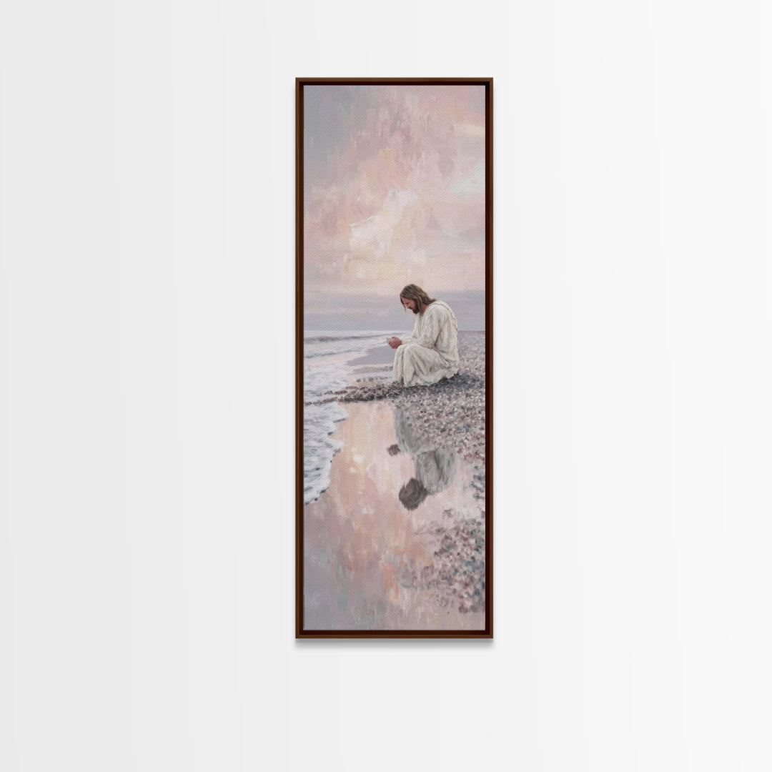 Morning Tide Grace - Framed Canvas Print - Tall Narrow Wall Art - Christian Art Canvas - Jesus Painting - Christian Wall Art - Christian Ar