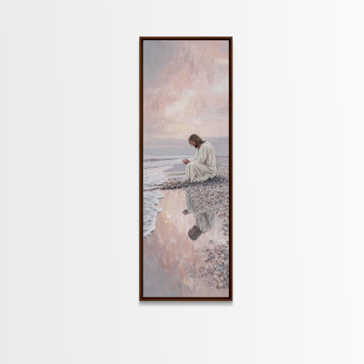 Morning Tide Grace - Framed Canvas Print - Tall Narrow Wall Art - Christian Art Canvas - Jesus Painting - Christian Wall Art - Christian Ar
