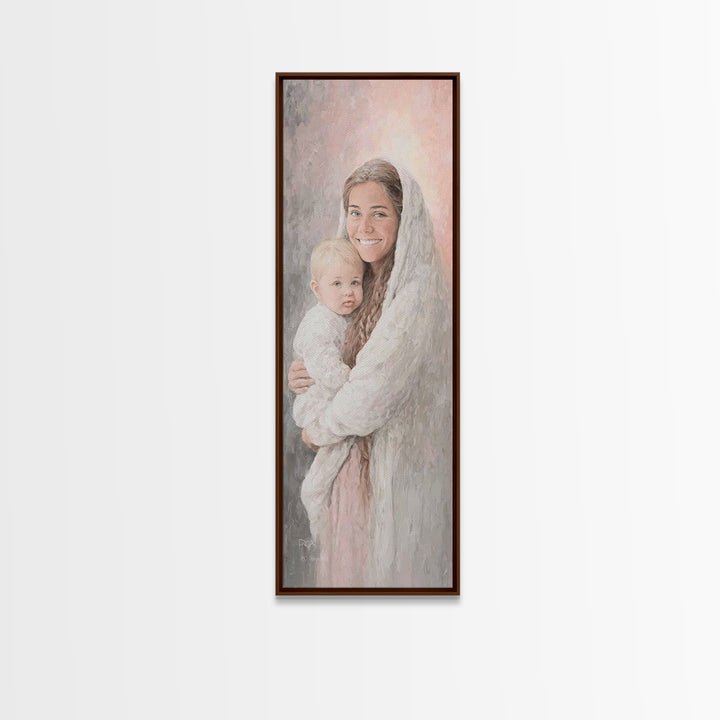 Heavenly Warmth | Framed Canvas Print | Tall Skinny Art Print | Christian Art Canvas | Christian Wall Art | Christian Christmas Art