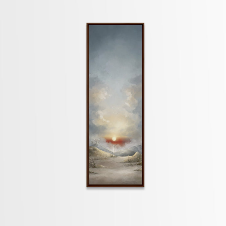 Evening Vigil, Framed Canvas Print, Narrow Art, Christian Art Canvas, Christian Wall Art, Moody Christian Art, Christian Christmas Art, Chr