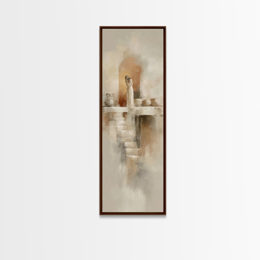 Dawn Of Mercy – Framed Canvas Print – Tall Narrow Wall Art – Christian Wall Art – Christian Art Canvas – Jesus Painting – Christian Decor