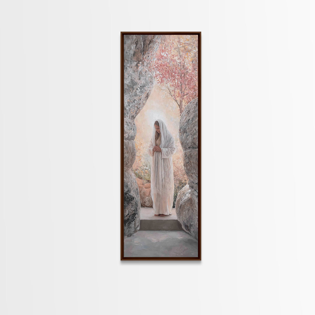 Silent Garden Path – Framed Canvas Print – Narrow Art – Christian Decor – Christian Wall Art – Christian Art Canvas – Christian Painting