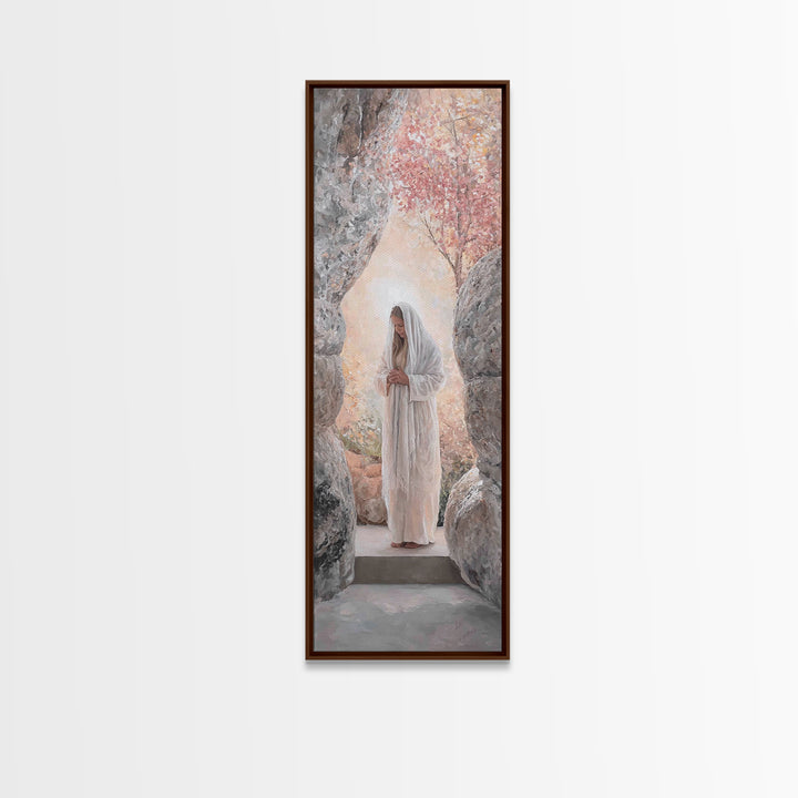 Silent Garden Path – Framed Canvas Print – Narrow Art – Christian Decor – Christian Wall Art – Christian Art Canvas – Christian Painting