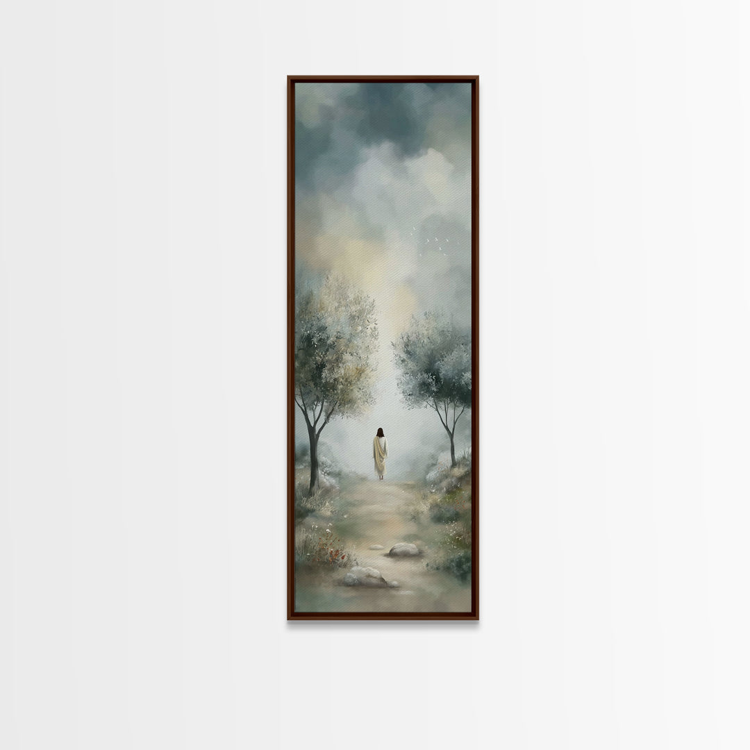 Autumn Savior – Framed Canvas Print – Tall Skinny Art Print – Christian Art – Christian Art Canvas – Christian Wall Art – Christmas Art