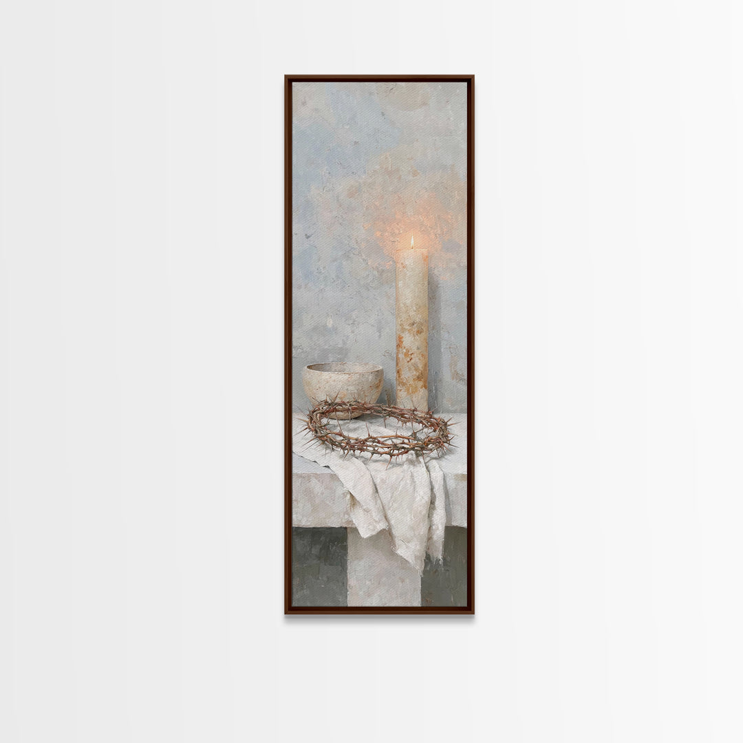 Crown Of Light – Framed Canvas Print – Tall Narrow Wall Art – Christian Art Canvas – Subtle Christian Art – Christian Wall Art – Christian