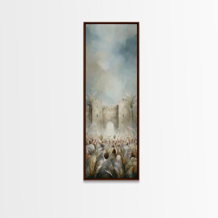 Palm Day Rejoicing – Framed Canvas Print – Tall Skinny Art Print – Christian Art – Christmas Wall Art – Christian Art Canvas – Christian Gi
